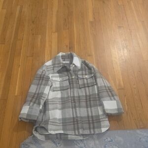 Mango Brown and Cream Plaid Jacket